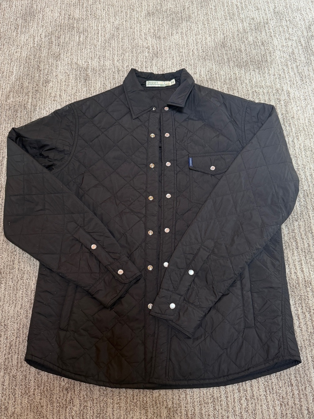 Black Criquet Quilted Snap-Front Jacket